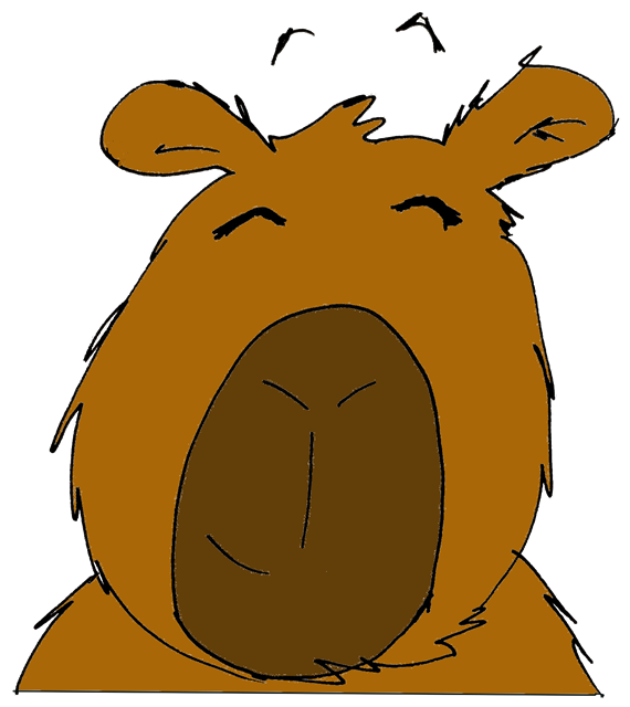 Dibujo de Pablo: la cara de un carpincho sonriente