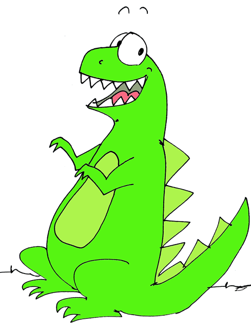 Dibujo de Pablo: un dinosaurio verde contento